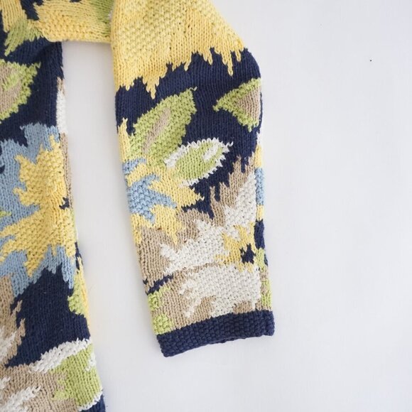 Vintage Susan Bristol Navy Yellow Knit Floral Button Up Cardigan Sweater S - Picture 5 of 10
